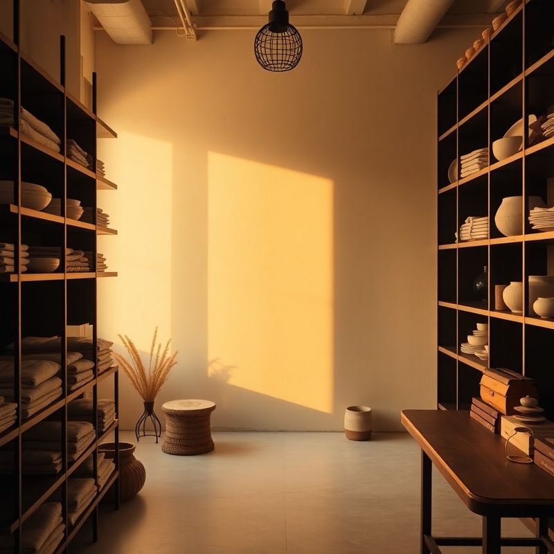 Interior of the Bandra West studio with deep olive shelving and warm cream walls
