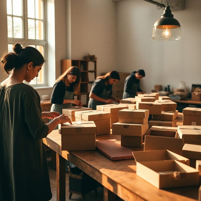 Small team packing orders on a wooden workbench in the Bandra studio